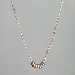 14K Gold Seven Lucky Rings Necklace | Italy | Tri-Color | Vintage Fine Jewelry